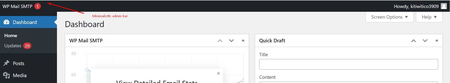 minimalistic admin bar