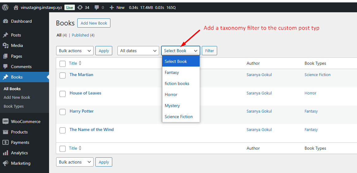 Add a taxonomy filter to the custom post type